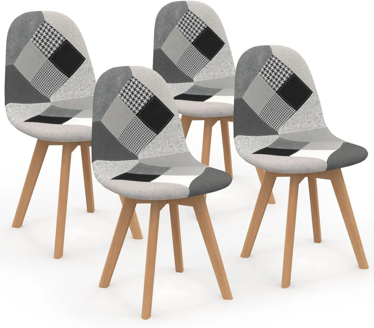 Chaise — SARA, à motifs, Lot de 4, gris