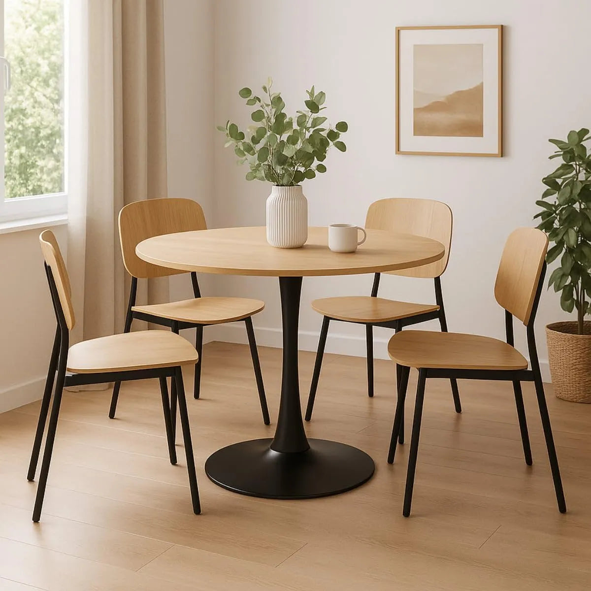 Table à manger et table de salle à manger — Tulips, en métal, 100 cm, noir