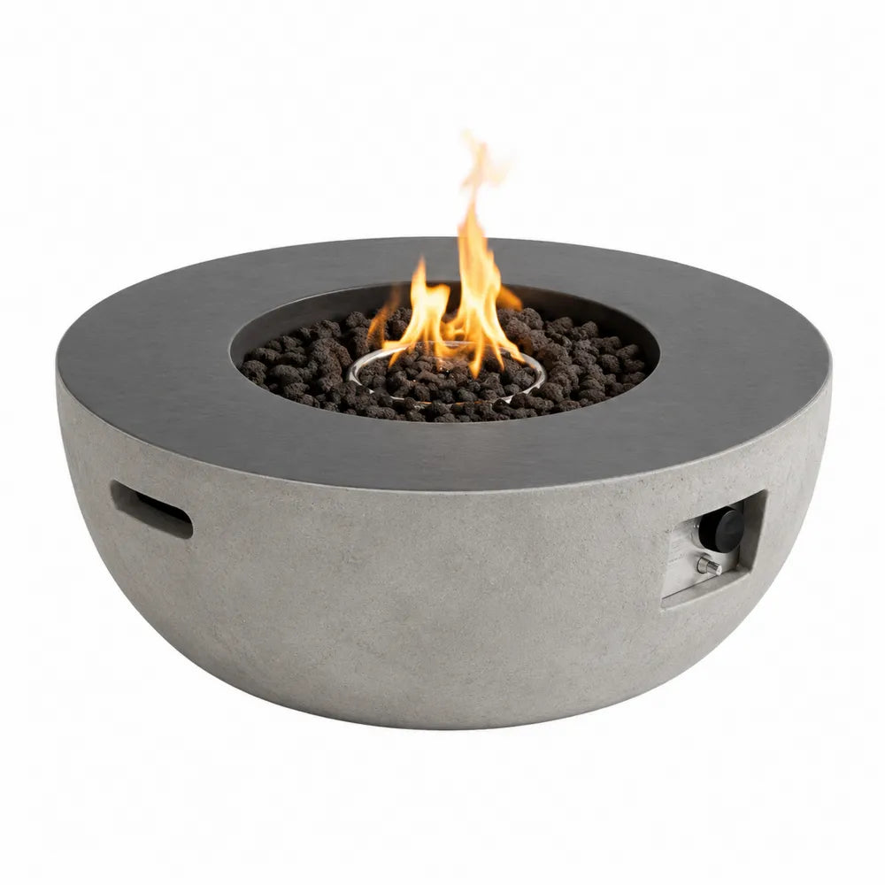 Table à feu extérieure ronde en béton fibré