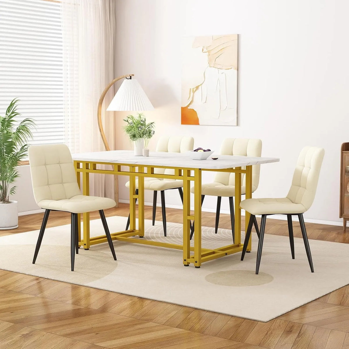 Table à manger et table de salle à manger — en métal, 120 × 70 cm, blanc