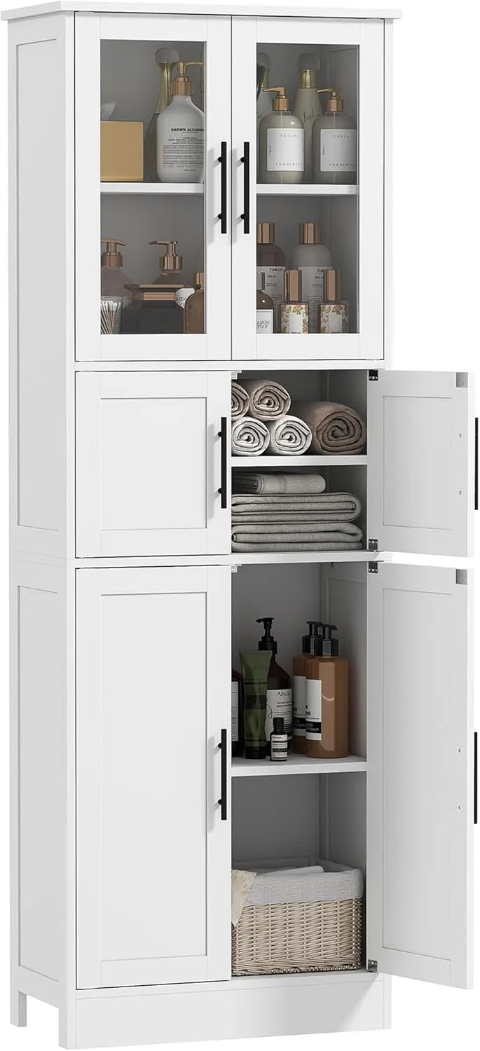 HOMCOM Armoire de rangement – avec rangement, avec Bibliothèque et étagère de rangements, réglable, 6 Niveau ×, 6 Portes, 60 × 30 × 170 cm, blanc