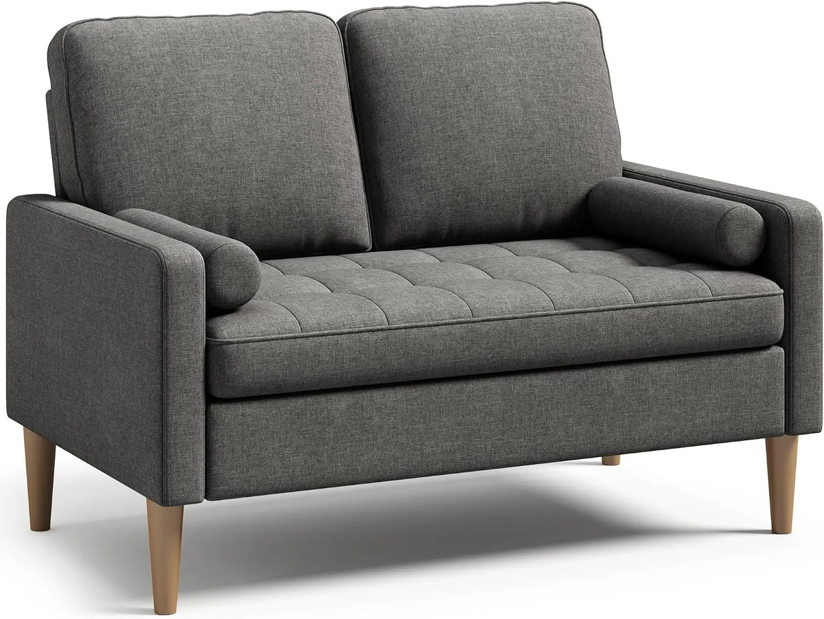 Canapé: avec accoudoirs, avec coussins, 2 Places, 121 × 76 × 87 cm, gris