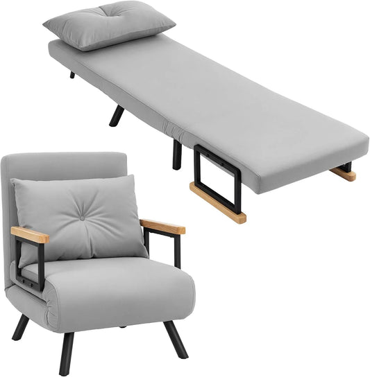 HOMCOM Canapé convertible et canapé-lit – avec bureau, avec dossier, avec coussins, réglable, 1 place, 5 niveau ×, 63 × 73 × 81 cm