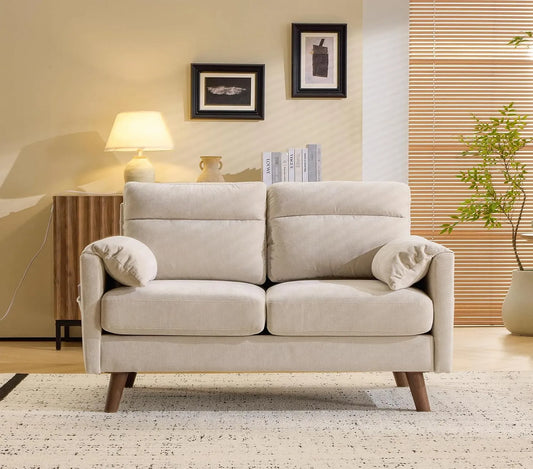 Canapé – avec accoudoirs, 2 Places, 125 × 78 × 86 cm, beige