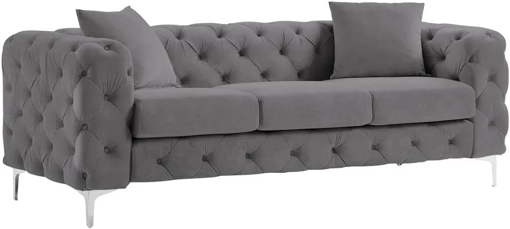 Canapé – 3 Places, anthracite, revêtement en velours