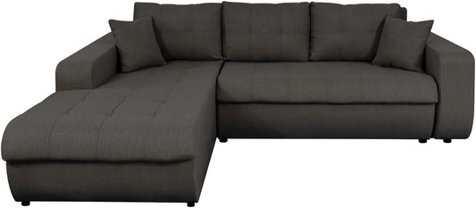 Canapé d'angle et canapé panoramique — L246cm, angle gauche, revêtement en tissu, convertible, 4 Places, gris