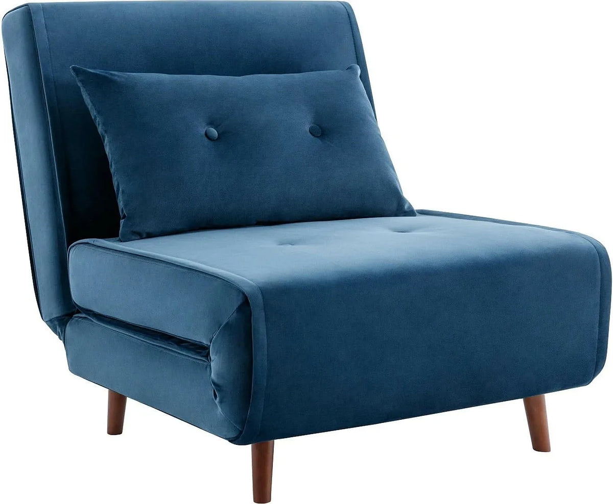 Vente-unique — URIBIA, convertible, bleu, revêtement en velours