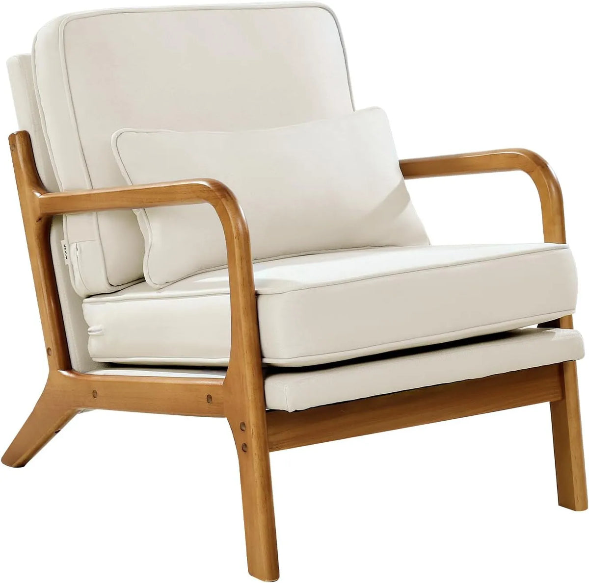 VEVOR Fauteuil et chaise rembourrée d'appoint — antidérapant, revêtement en tissu, en bois, avec coussins, 145 mm, en bois massif