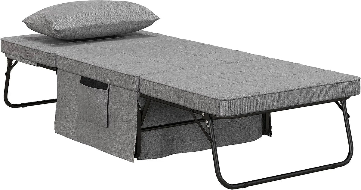 HOMCOM Chaise — avec rangement, convertible, avec dossier, avec coussins, 1 Place, gris, inclinable