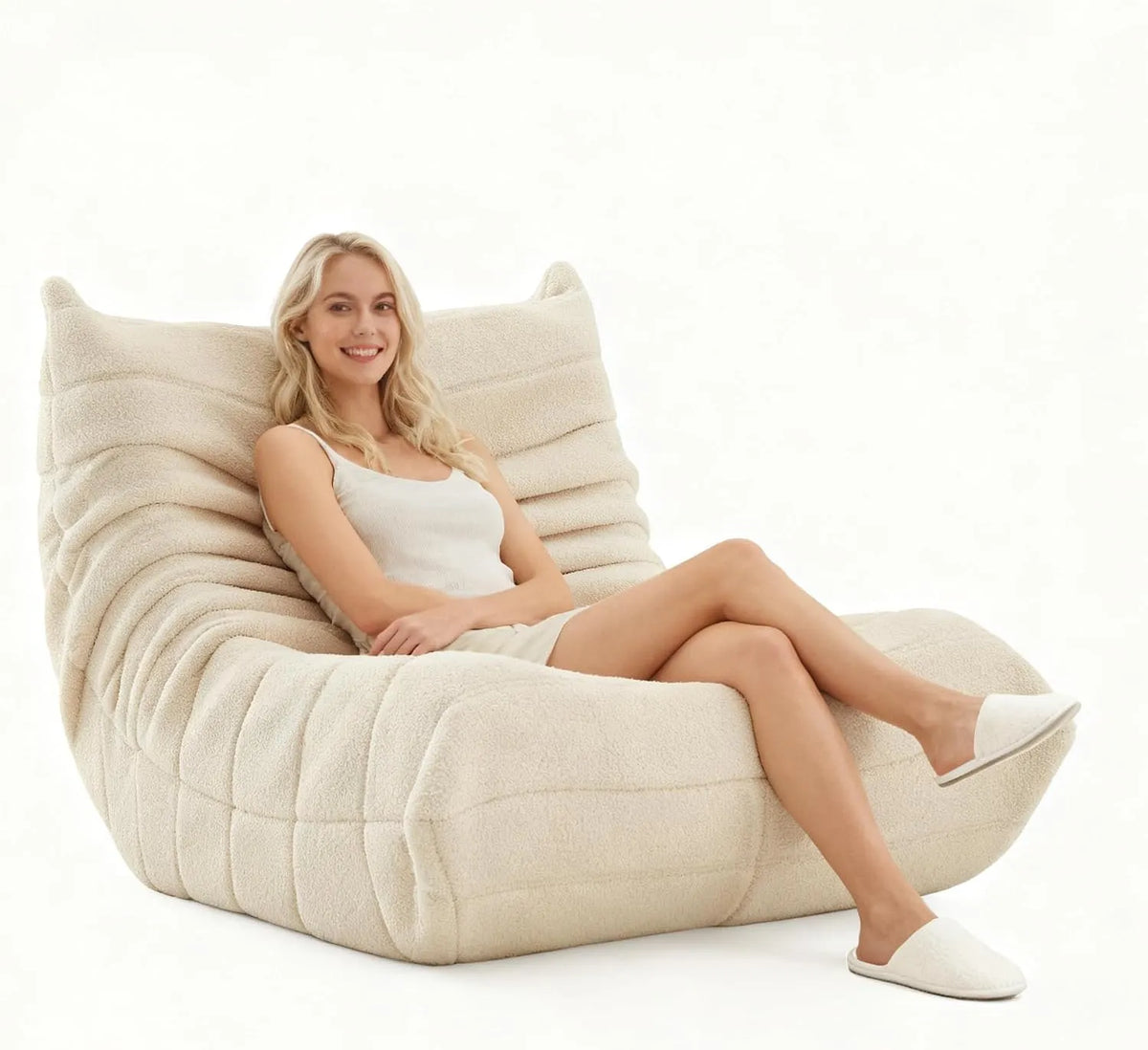 Canapé – rembourrage en mousse, avec dossier, 99 × 33 × 33cm, beige
