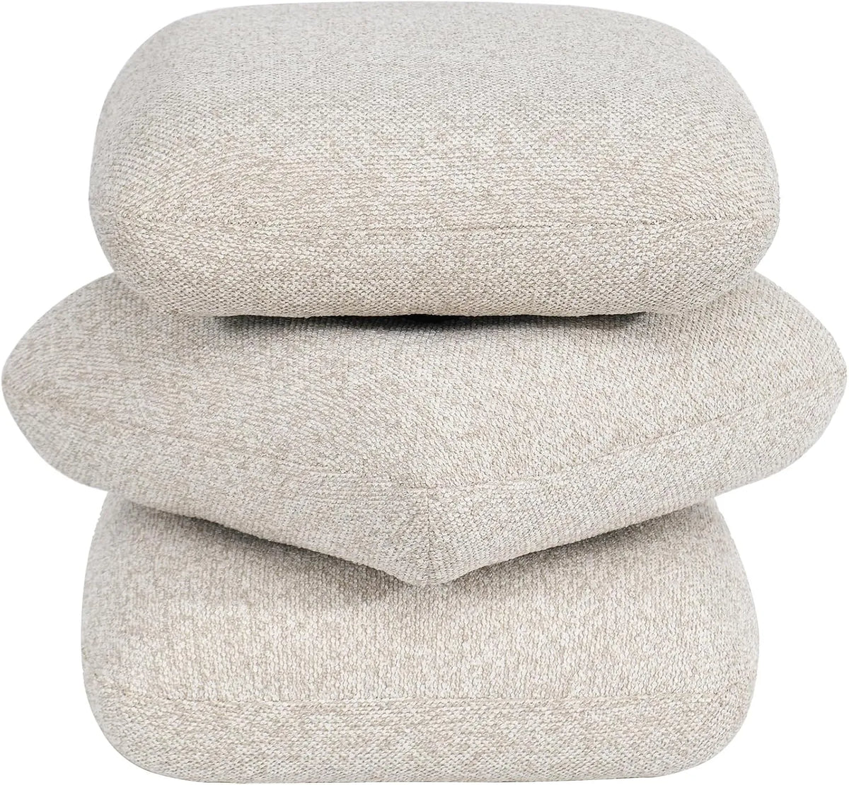 Tabouret Repose-Pieds Bouclé Pouf 3 Couches Ottoman Pivotant 44cm Siège — revêtement bouclé